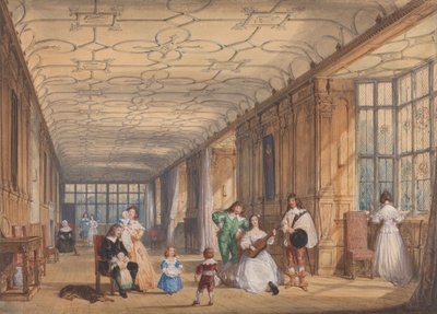 The Long Gallery, Haddon Hall, Derbyshire od Joseph Nash