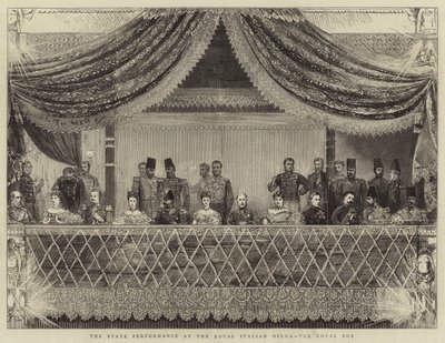 Státní představení v Královské italské opeře, Royal Box (rytina) od Joseph Nash