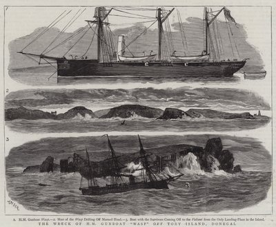 Vrak HM Gunboat Wasp u Tory Island, Donegal od Joseph Nash