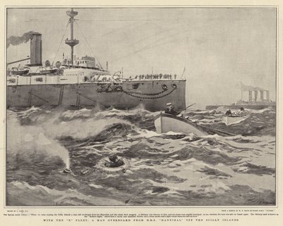 S flotilou X, muž přes palubu z HMS Hannibal u Scilly Islands od Joseph Nash