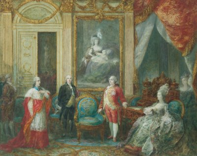 Ludvík XVI. a jeho manželka Marie Antoinetta přijímá kardinála od Joseph Navlet