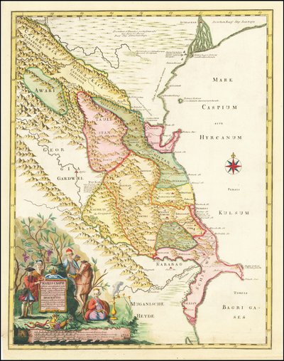 Mapa západní části Kaspického moře z roku 1728, Joseph Nicholas de L
