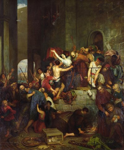 Vyrabování domu na benátském ostrově Guidecca ve středověku, 1855, od Joseph Nicolas Robert Fleury