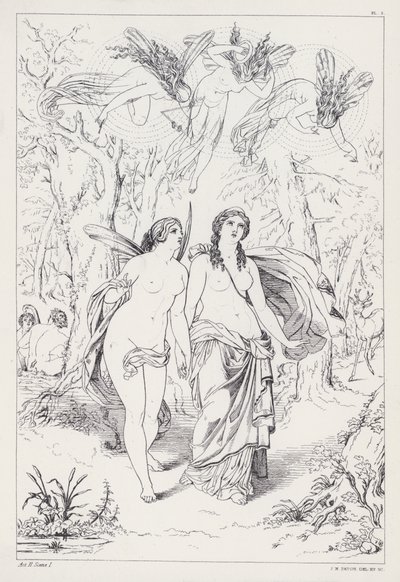 Shelleys Prometheus Bez závazků, dějství II, scéna 1 od Joseph Noel after Paton