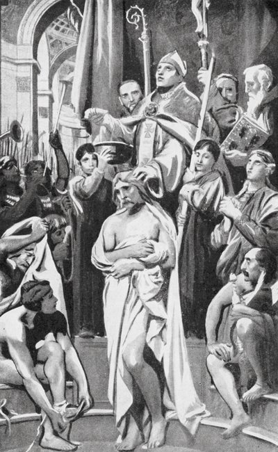 Křest Clovisův (litografie) od Joseph Paul (after) Blanc