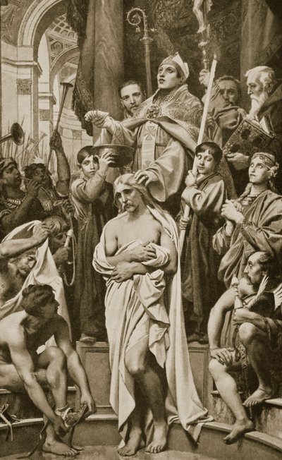 The Baptism of Clovis, Rheims, 496 AD, ilustrace z 