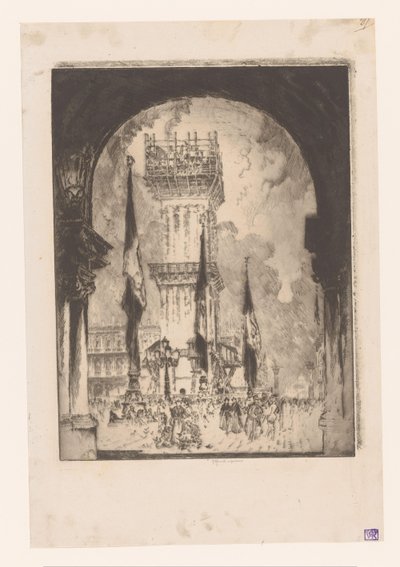 Venice Campanile ve výstavbě Přestavba Campanile, No. já od Joseph Pennell (signed by artist)