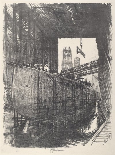 Stavba bitevní lodi, 1917. od Joseph Pennell
