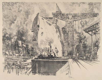 Stavba Bismarck, Hamburk od Joseph Pennell