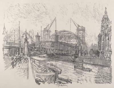 Stavba nádraží Friedrichstrasse od Joseph Pennell