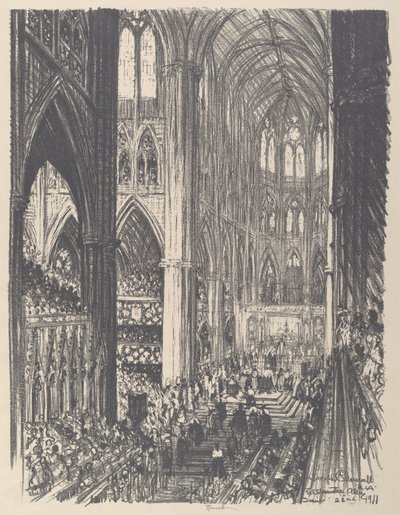 Korunovace krále Jiřího V. a královny Marie ve Westminsterském opatství od Joseph Pennell