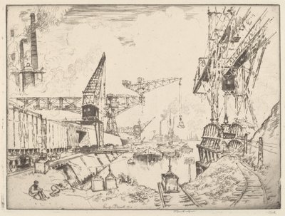 Jeřáby v Duisburgu od Joseph Pennell