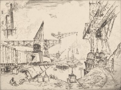 Jeřáby v Duisburgu, 1910. od Joseph Pennell