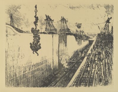 Čas večeře, Gatun Lock, 1912 od Joseph Pennell