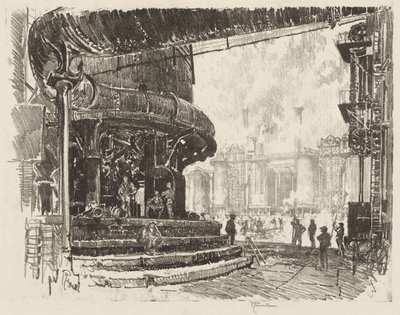 Anglická válečná práce: Výroba surového železa, základna vysokých pecí od Joseph Pennell