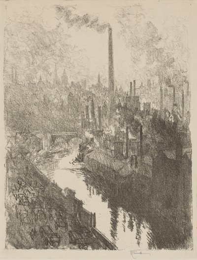 Anglické válečné dílo: Velký komín, Motorový park od Joseph Pennell