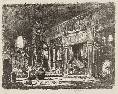 Anglické válečné dílo: The Gun Forge od Joseph Pennell