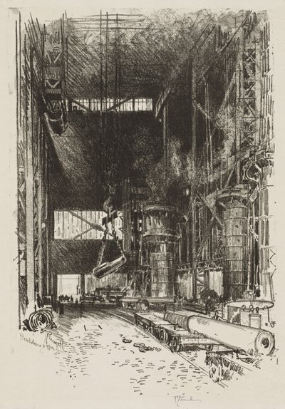 Anglické válečné dílo: The New Gun Pit od Joseph Pennell