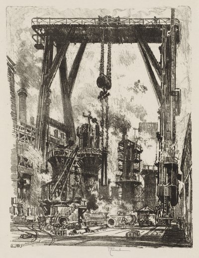 Anglické válečné dílo: The Old Gun Pit od Joseph Pennell