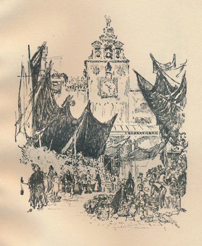 Květinový trh, Benátky, konec 19.-začátek 20. století, 1925. od Joseph Pennell