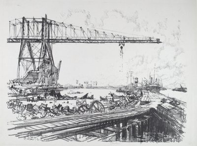 Francouzský kanál a americké jeřáby, 1912. od Joseph Pennell