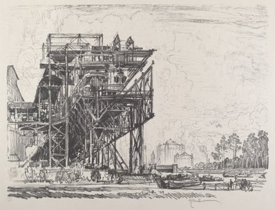 Plynárna z kanálu, Berlín, 1921. od Joseph Pennell