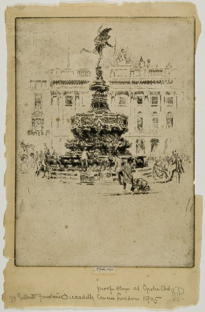 Gilbertův památník, Piccadilly Circus od Joseph Pennell