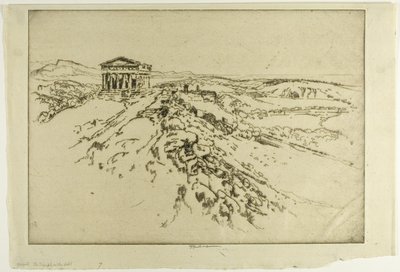 Girgenti, chrám na zdi od Joseph Pennell