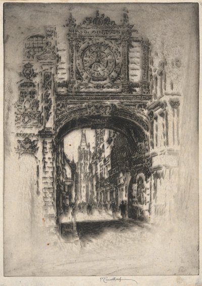 Velké hodiny; Rouen od Joseph Pennell