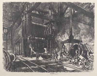 V zemi Brobdingnag, lis na ohýbání pancéřových plátů, 1917. od Joseph Pennell
