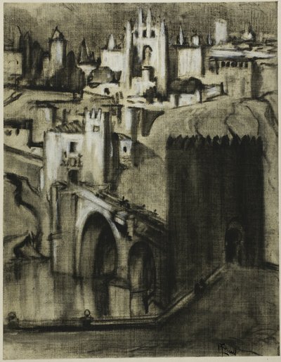 Uličky paláců v terasách kolem svahu, Toledo od Joseph Pennell