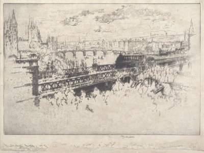 Londýn přes most Charing Cross od Joseph Pennell