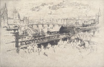 Londýn přes most Charing Cross, 1910. od Joseph Pennell