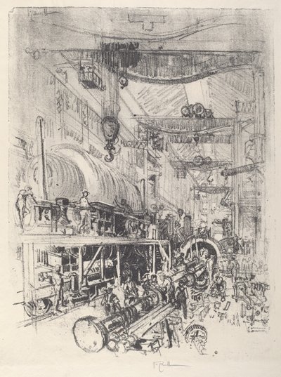 Výroba turbínového motoru, 1917. od Joseph Pennell