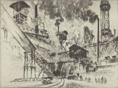 Ústí dolu, Ruhrort u Oberhausenu, 1910. od Joseph Pennell