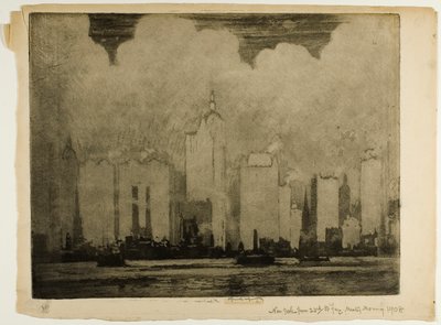 N.Y. od 23. trajektu na ulici 23. - v ranní mlze od Joseph Pennell