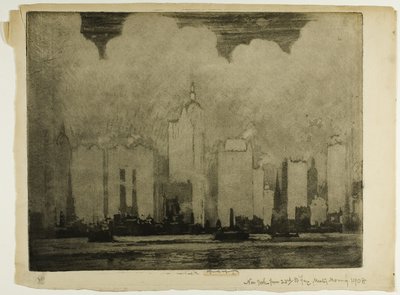 N.Y. od 23. trajektu na ulici 23. - v ranní mlze od Joseph Pennell