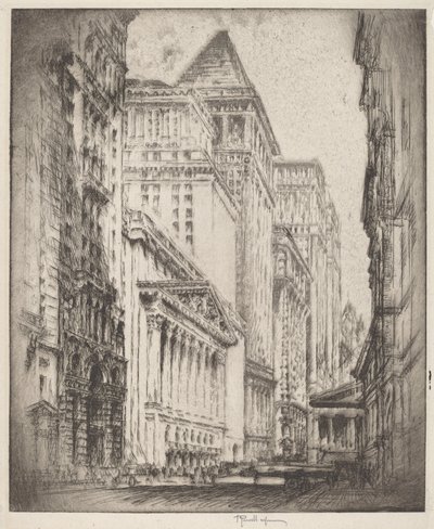 Newyorská burza od Joseph Pennell