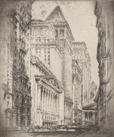 Newyorská burza, 1923. od Joseph Pennell