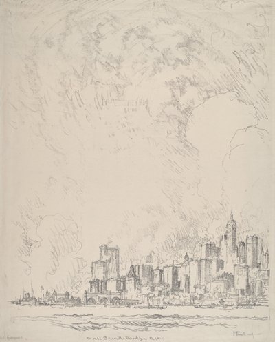 New York z Brooklynu, 1910. od Joseph Pennell