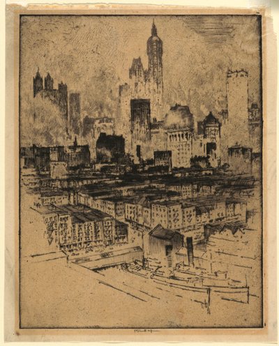 New York z Brooklynského mostu od Joseph Pennell