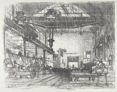 Planing Big Shells, 1916. od Joseph Pennell