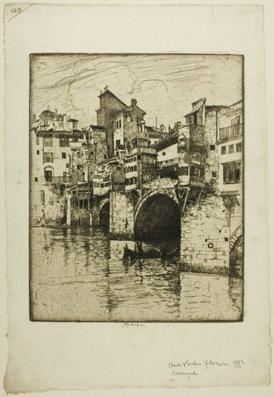 Ponte Vecchio, Florencie od Joseph Pennell