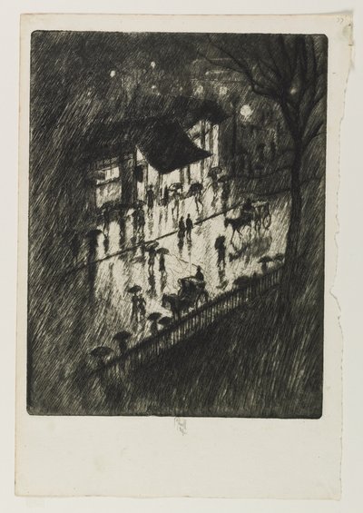 Deštivá noc, obchody Charing Cross, 1903 od Joseph Pennell