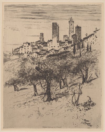 Svatý Gimignano od Joseph Pennell