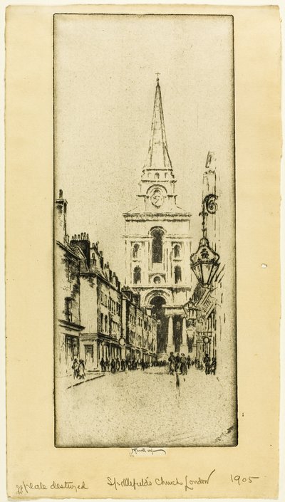 Kostel Spitalfields od Joseph Pennell