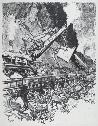 Parní lopata v řezu v Bas Obispo, 1912. od Joseph Pennell