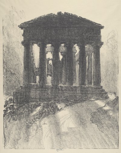 Východ slunce za chrámem Concord, Girgenti od Joseph Pennell