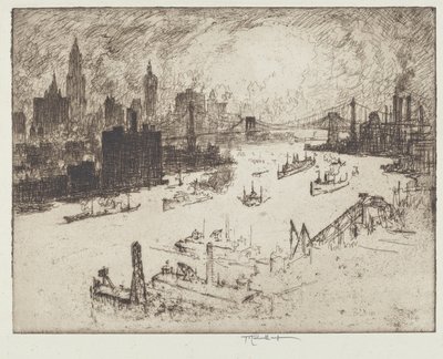 Západ slunce z Williamsburg Bridge od Joseph Pennell