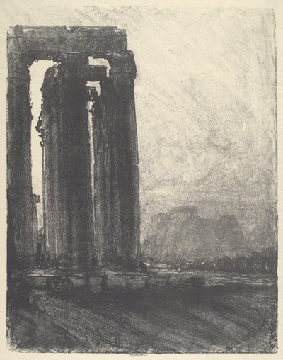 Jupiterův chrám, večer, 1913. od Joseph Pennell